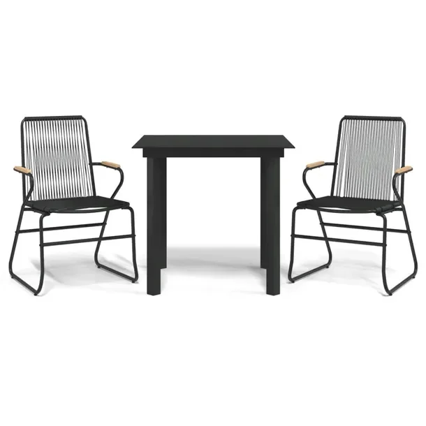 Zestaw Mebli Ogrodowych z Rattanu PVC i Stalą, Czarny, Krzesło 59x58x85,5