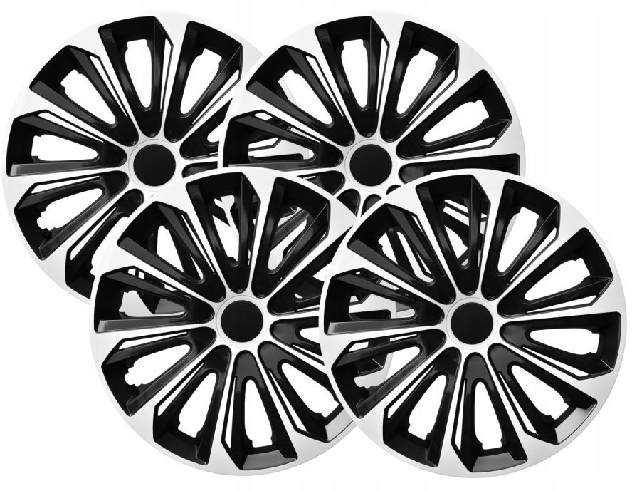 Kołpaki 4 sztuki NRM uniwersalne Strong Duoolor White Black 16