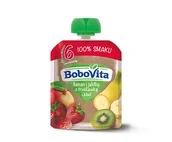 Soki i herbatki dla dzieci - Nutricia POLSKA SP Z O.O BoboVita Mus owocowy banan i jabłko z truskawką i kiwi po 6 miesiącu 80 g - miniaturka - grafika 1