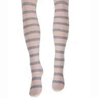 Rajstopy - Rajstopy Dziecięce Bawełniane Rajtuzy Elastyczne w Paski WOLA Różowe Różowy 56-62 - miniaturka - grafika 1