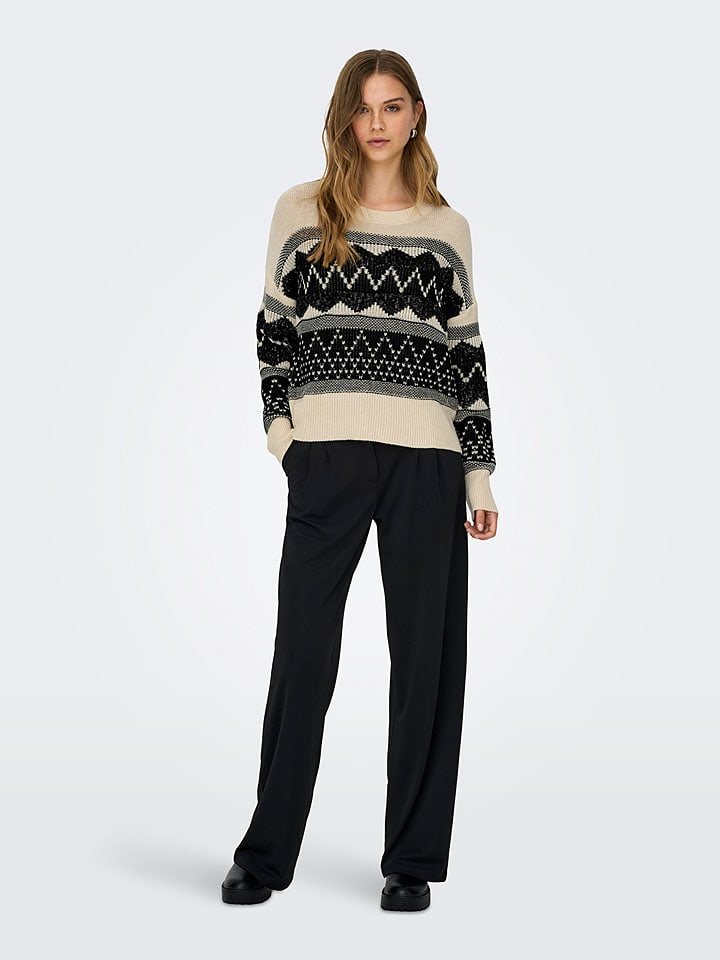 ONLY Sweter w kolorze beżowo-czarnym