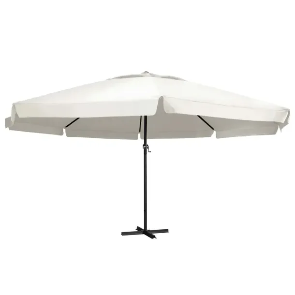 Parasol ogrodowy z mechanizmem korbowym, 600x330 cm, piaskowa biel