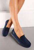 Mokasyny damskie - Granatowe Płaskie Mokasyny o Klasycznym Fasonie z Przeszyciem Wenniva - miniaturka - grafika 1