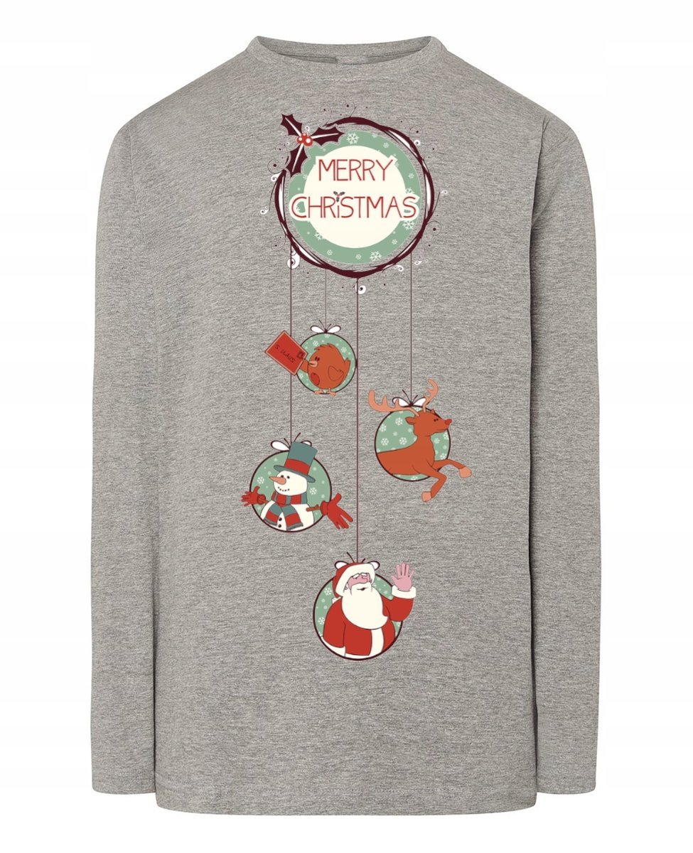 Longsleeve nadruk Wesołych Świąt Mikołaj Rozm.3XL