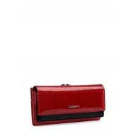 Portfele - Lakierowany Portfel damski Skóra Naturalna LUIGISANTO Czerwony Pojemny - miniaturka - grafika 1