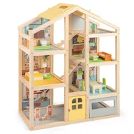 Domki dla lalek - Drewniany domek dla lalek z meblami Rodzinny domek do zabawy - miniaturka - grafika 1