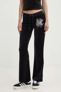 Juicy Couture spodnie dresowe welurowe RENAISSANCE CAISA LOW RISE PANT kolor czarny z aplikacją JCGBJ224002 - Spodnie damskie - miniaturka - grafika 1