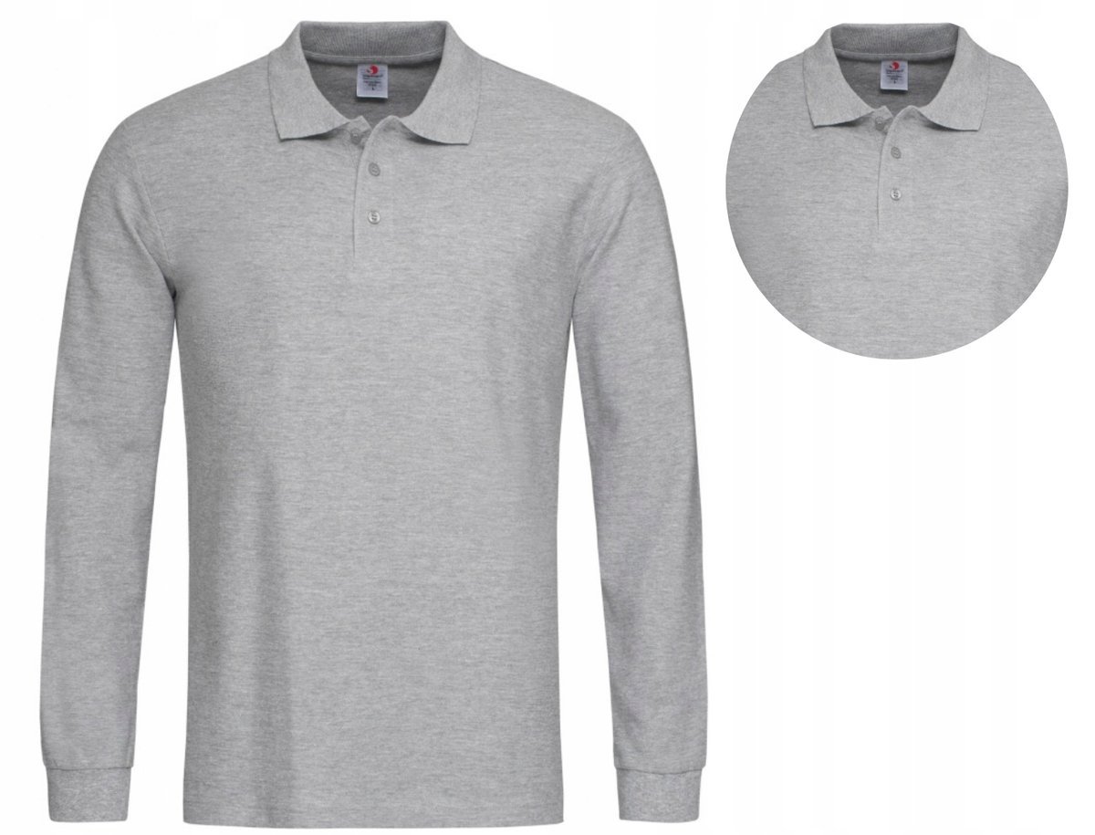 Koszulka POLO Męska Długi Rękaw STEDMAN 3400 SZARA XL