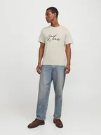 Koszulki męskie - Jack & Jones Koszulka w kolorze beżowym - miniaturka - grafika 1