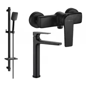 Baterie umywalkowe - Mexen Lynx DQ62 zestaw prysznicowy, czarny - miniaturka - grafika 1