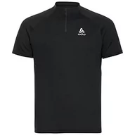 Koszulki sportowe męskie - Odlo Męski T-shirt Essential Trail z zamkiem błyskawicznym 1/2, czarny, M - miniaturka - grafika 1