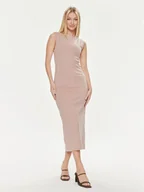 Sukienki - ViCOLO Sukienka codzienna TB0109 Beżowy Slim Fit - miniaturka - grafika 1