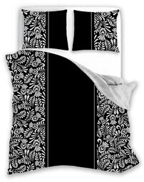 Faro Pościel bawełniana 160x200 Glamour 019 czarna biała liście 01 - Pościel - miniaturka - grafika 1