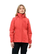 Kurtki i kamizelki sportowe damskie - Jack Wolfskin Kurtka przeciwdeszczowa "Stormy Point" w kolorze czerwonym - miniaturka - grafika 1