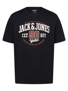 Jack & Jones Koszulka męska - JJELogo Mężczyźni Bawełna niebieski nadruk, S - Koszulki męskie - miniaturka - grafika 1