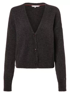 Tommy Hilfiger - Kardigan damski z dodatkiem alpaki, szary - Swetry damskie - miniaturka - grafika 1
