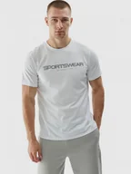 Koszulki sportowe męskie - Męski t-shirt z nadrukiem 4F 4FWAW24TTSHM1586 - biały - miniaturka - grafika 1
