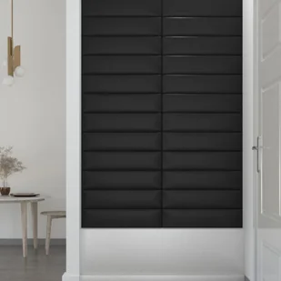 Lumarko Panele ścienne, 12 szt., czarne 60x15 cm sztuczna skóra 1,08 m² - Panele ścienne i boazeria - miniaturka - grafika 5