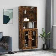 Witryny - vidaXL Witrynka przydymiony dąb 69,5x34x180 cm materiał drewnopochodny - miniaturka - grafika 1