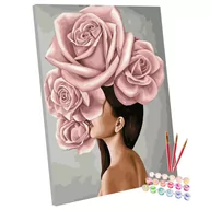 Malowanie po numerach - Epiphone, Zestaw do malowania po numerach Kobieta Kwiat, 40x50 cm - miniaturka - grafika 1