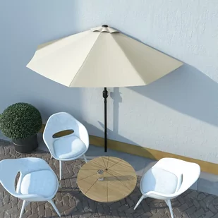 vidaXL Półparasol na słupku aluminiowym, 270x135 cm, piaskowy - Parasole ogrodowe - miniaturka - grafika 1