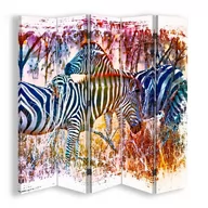 Parawany - Parawan pokojowy FEEBY, Zebry na kolorowym tle 5, Obrotowy 180x170cm 5-częściowy - miniaturka - grafika 1