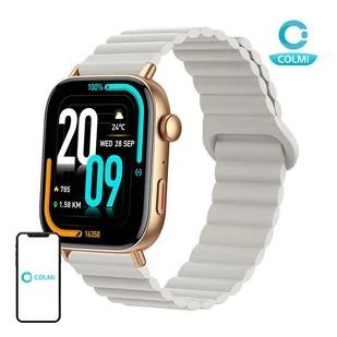 Colmi C8 Max 52mm Złota koperta z białym paskiem - Smartwatch - miniaturka - grafika 1