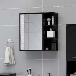 vidaXL Szafka z lustrem, czarna, 62,5 x 20,5 x 64 cm, płyta wiórowa vidaXL - Szafki łazienkowe - miniaturka - grafika 2