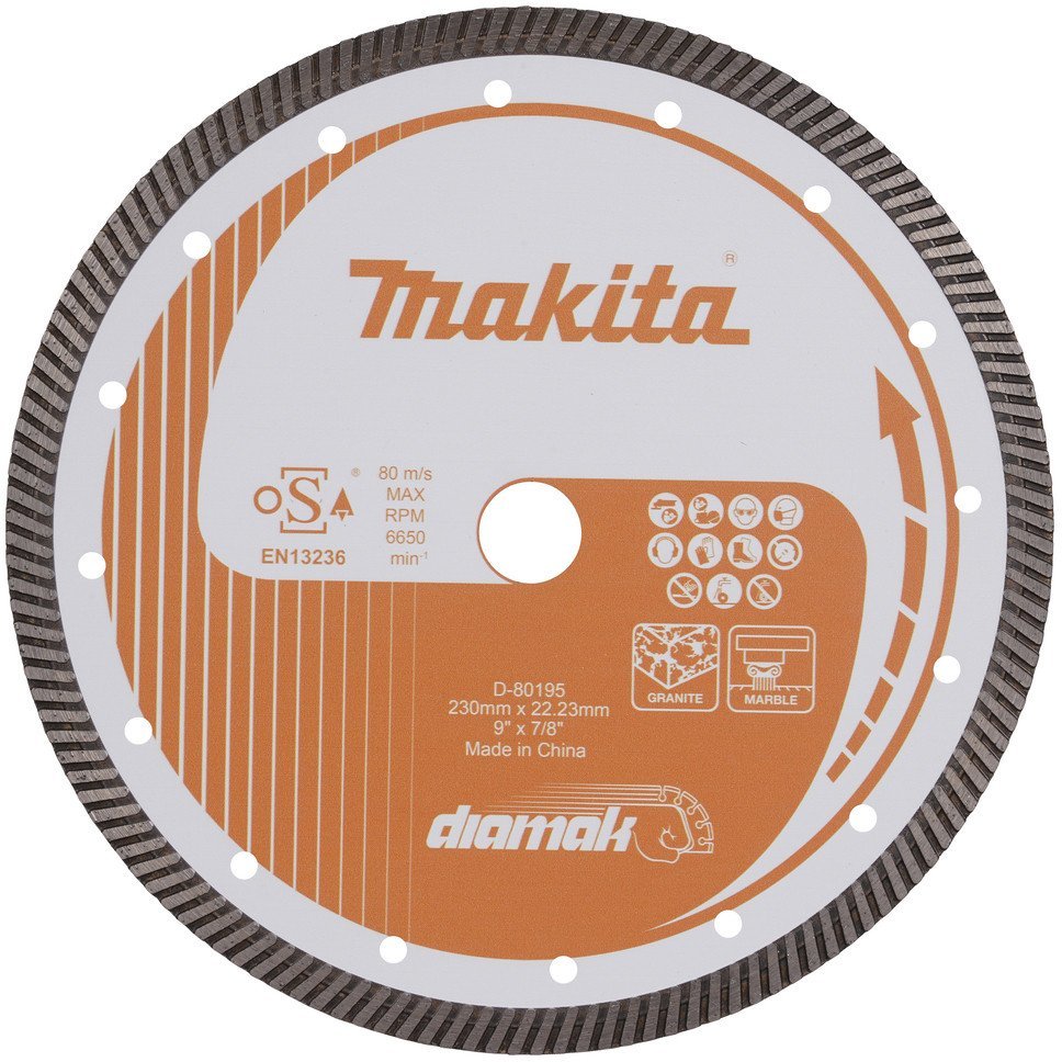 Makita TARCZA DIAMENTOWA 230x22,23mm SEGMENT SUCHO/MOKRO BETON, KAMIEŃ