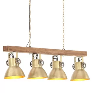 vidaXL Industrialna lampa sufitowa, kolor mosiądzu, E27, drewno mango 320522 - Lampy sufitowe - miniaturka - grafika 1