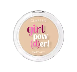 CLARESA - GIRL POW(D)ER - Pressed Powder - Puder prasowany - 12 g - 02 Natural Beige - Pudry do twarzy - miniaturka - grafika 1
