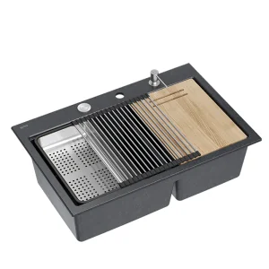 Zlew QUADRON MARC 120 BLACK DIAMOND (czarny metalik) + akcesoria (HQC7650U8_BS) - Zlewozmywaki - miniaturka - grafika 2