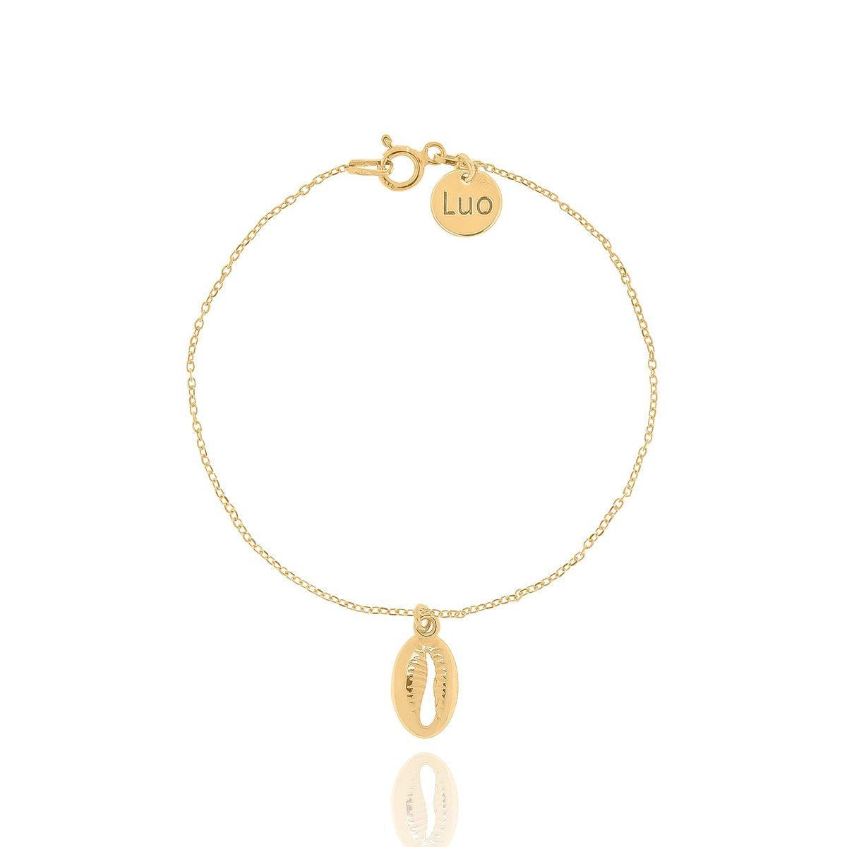 Bransoletka srebrna pozłacana z odlewaną muszelką kauri