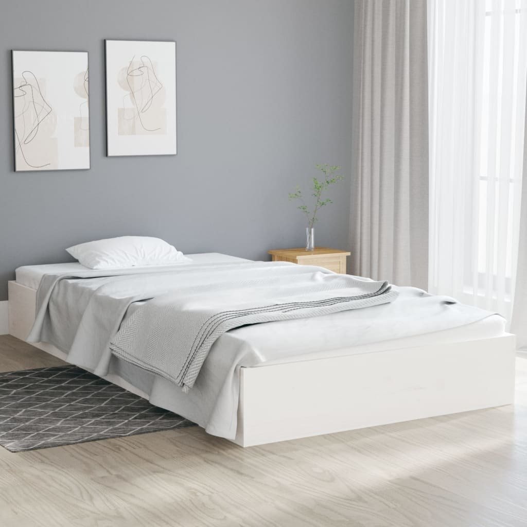 Łóżko z litego drewna białe 90x200 cm