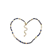 Naszyjniki - Krótki niebieski naszyjnik choker z kamieni - miniaturka - grafika 1