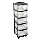 Szafki łazienkowe - Szafka na kółkach 5szuflady duże czarne - miniaturka - grafika 1