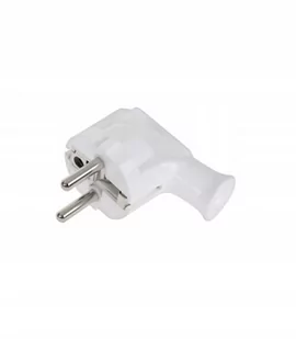 Elgotech Wtyczka kątowa z uziemieniem WT-35 BIAŁA EWT35 - Kostki, złączki, wtyczki - miniaturka - grafika 1