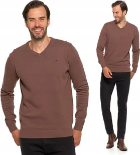 Elegancki Sweter Męski Klasyczny Prosty Krój Dekolt w Serek MORAJ XL - Swetry męskie - miniaturka - grafika 1
