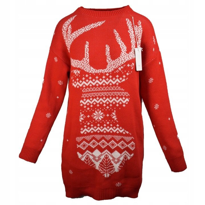 Czerwony Sweter Damski Świąteczny Renifer Rozmiar Uniwersalny (S-XL ) Italy