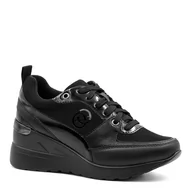 Sneakersy damskie - Czarne sznurowane sneakersy KC4001 - Neścior - miniaturka - grafika 1
