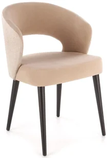 Beżowe krzesło welurowe kubełkowe L6-R03 - Krzesła - miniaturka - grafika 1
