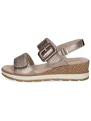 Sandały damskie - Caprice Skórzane sandały w kolorze złotym na koturnie - miniaturka - grafika 1