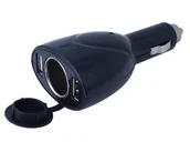 Ładowarki samochodowe - Ładowarka/adapter do zapalniczki 12/24V 2x USB 1000 mA + gniazdo EURO - miniaturka - grafika 1
