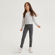 Spodnie i spodenki dla dziewczynek - Reserved - Bawełniane legginsy w prążek - Szary - miniaturka - grafika 1