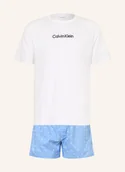 Piżamy męskie - Calvin Klein Krótkie Piżamy weiss - miniaturka - grafika 1