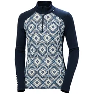 Koszulki sportowe damskie - Helly Hansen Lifa Merino Midweight Graphic 1/2 Zip, damski, granatowy - miniaturka - grafika 1