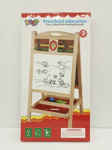 DWUSTRONNA TABLICA DREWNIANA  Z LICZYDŁEM - Tablice dla dzieci - miniaturka - grafika 1