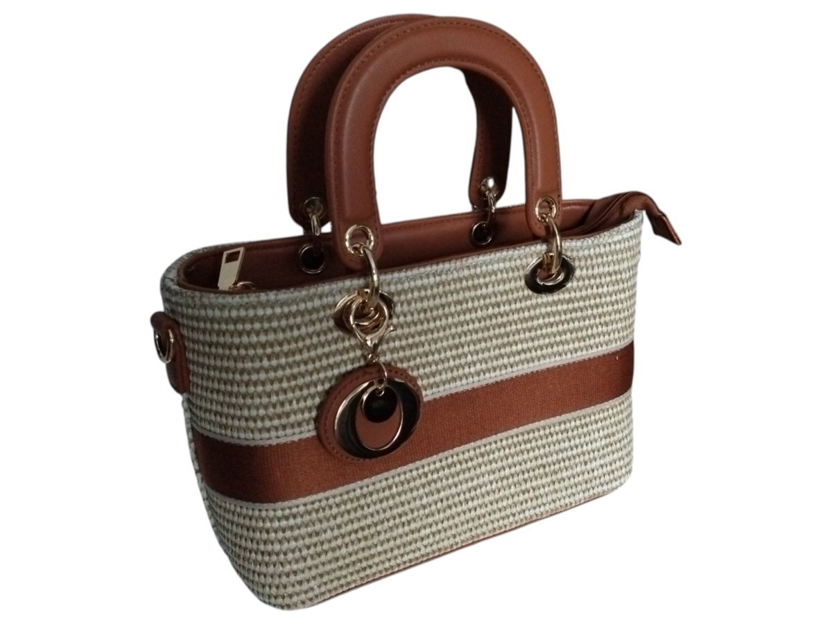 Torebka Damska, Mała Pleciona Listonoszka Na Ramię Z Eko-Skóry, Brązowy