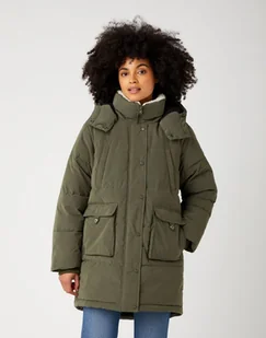 Wrangler Long Parka Damska Kurtka Zimowa Utility Green W4S2X7G21-M - Kurtki damskie - miniaturka - grafika 1