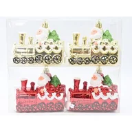 Ozdoby bożonarodzeniowe - Zawieszka Mikołaj lokomotywa 8 x 10 cm 2 sztuki czerwony / złoty - miniaturka - grafika 1